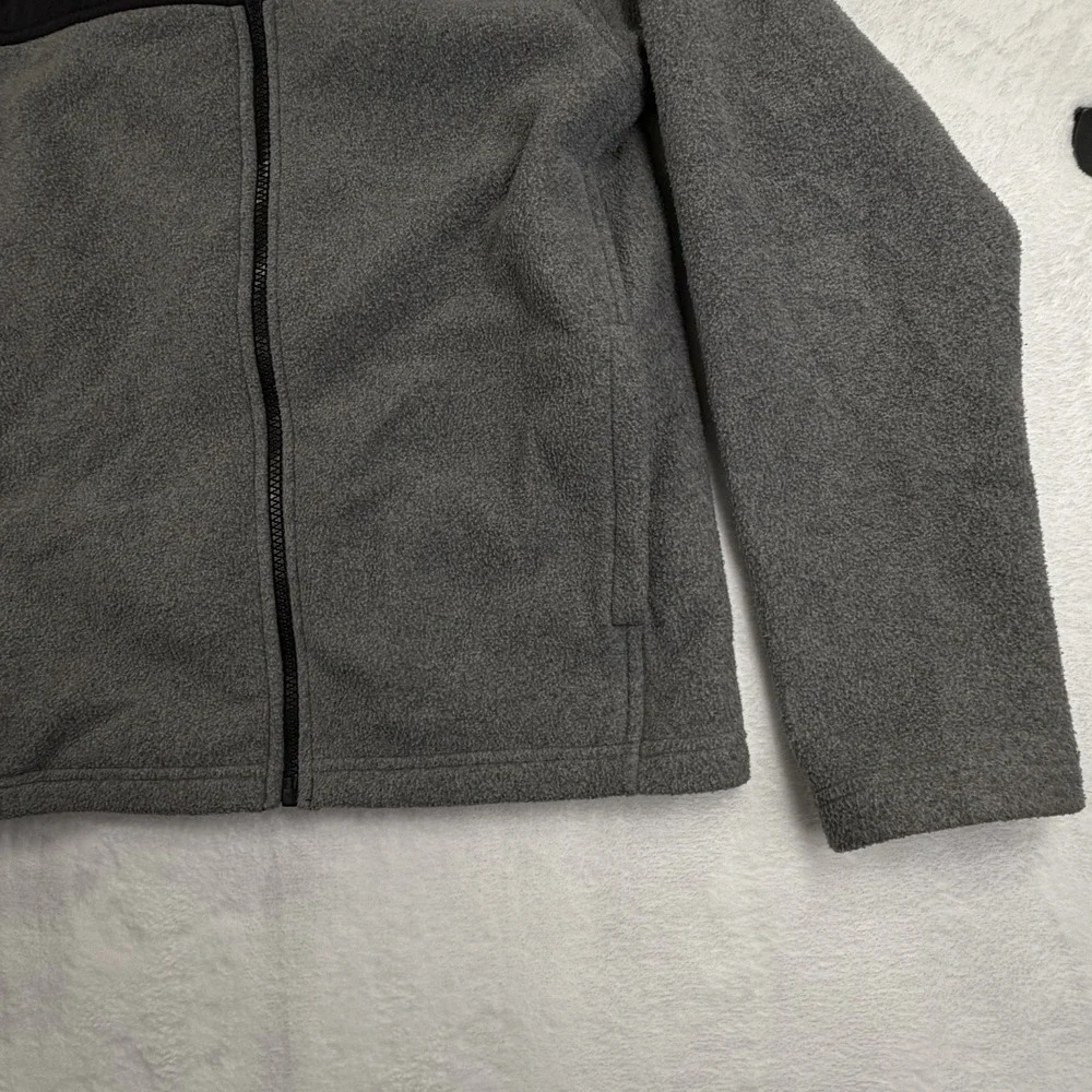 The North Face Boy's Medium 10/12 Slacker Full Zip Fleece Gray Blk Hoodie Jacket